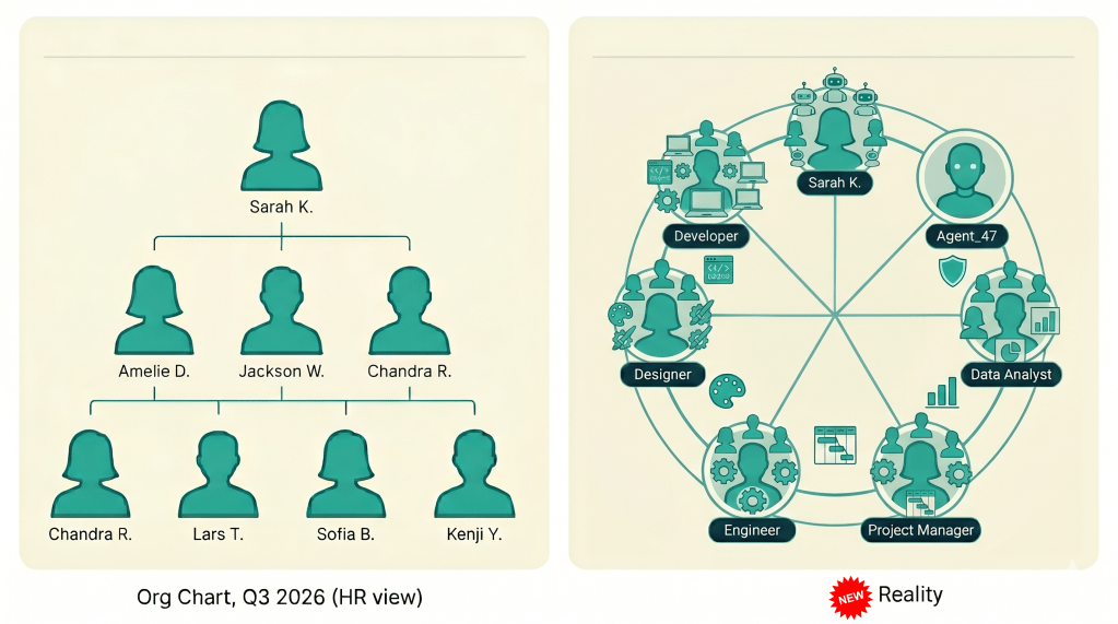 High-end minimalist vector hero illustration for 'The Last Fast IC' blog post on Branco.ai. Features a stylized visual metaphor depicting individual engineering throughput integrating into a collaborative, multi-agent network.
